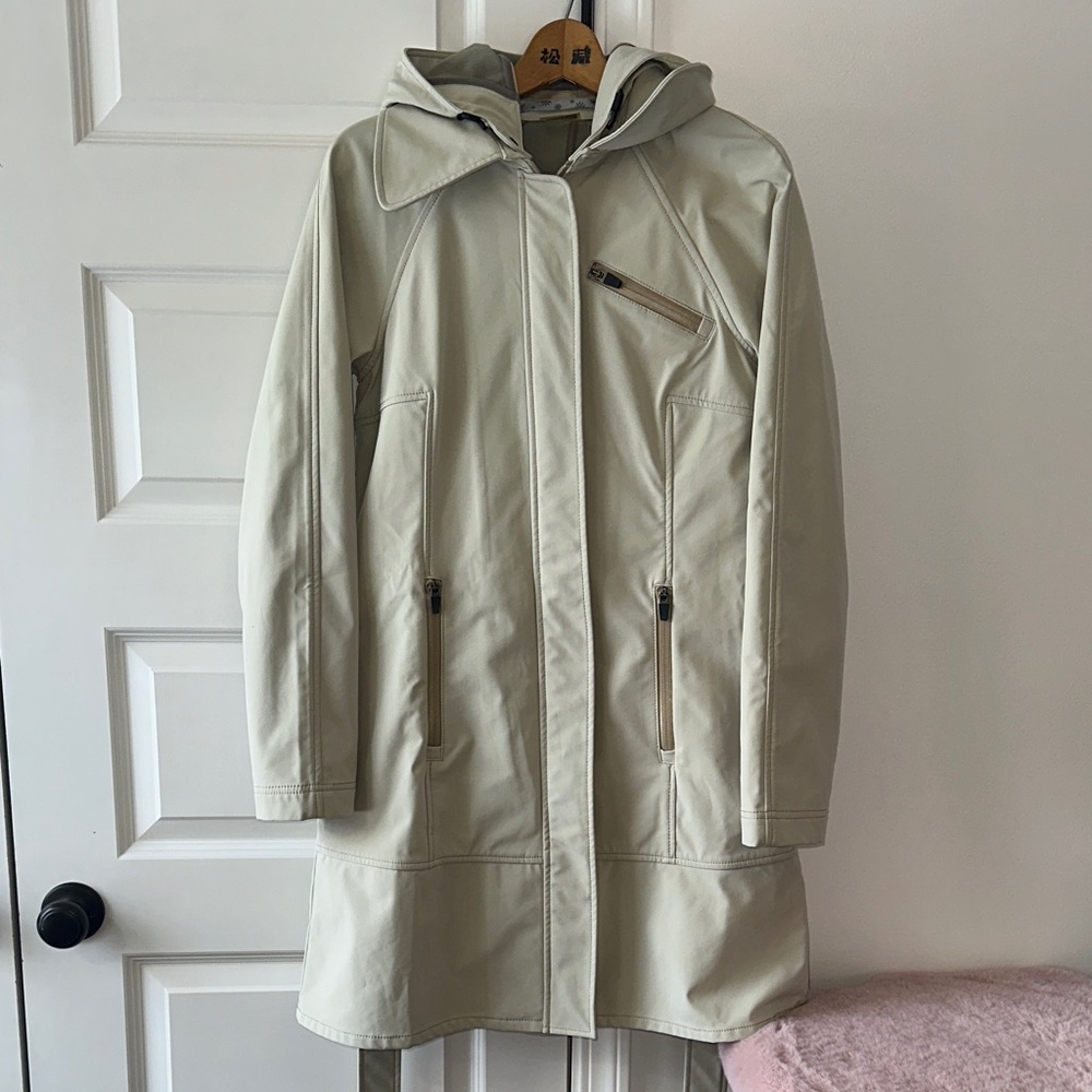Athleta Light Tan Hooded Trench Coat